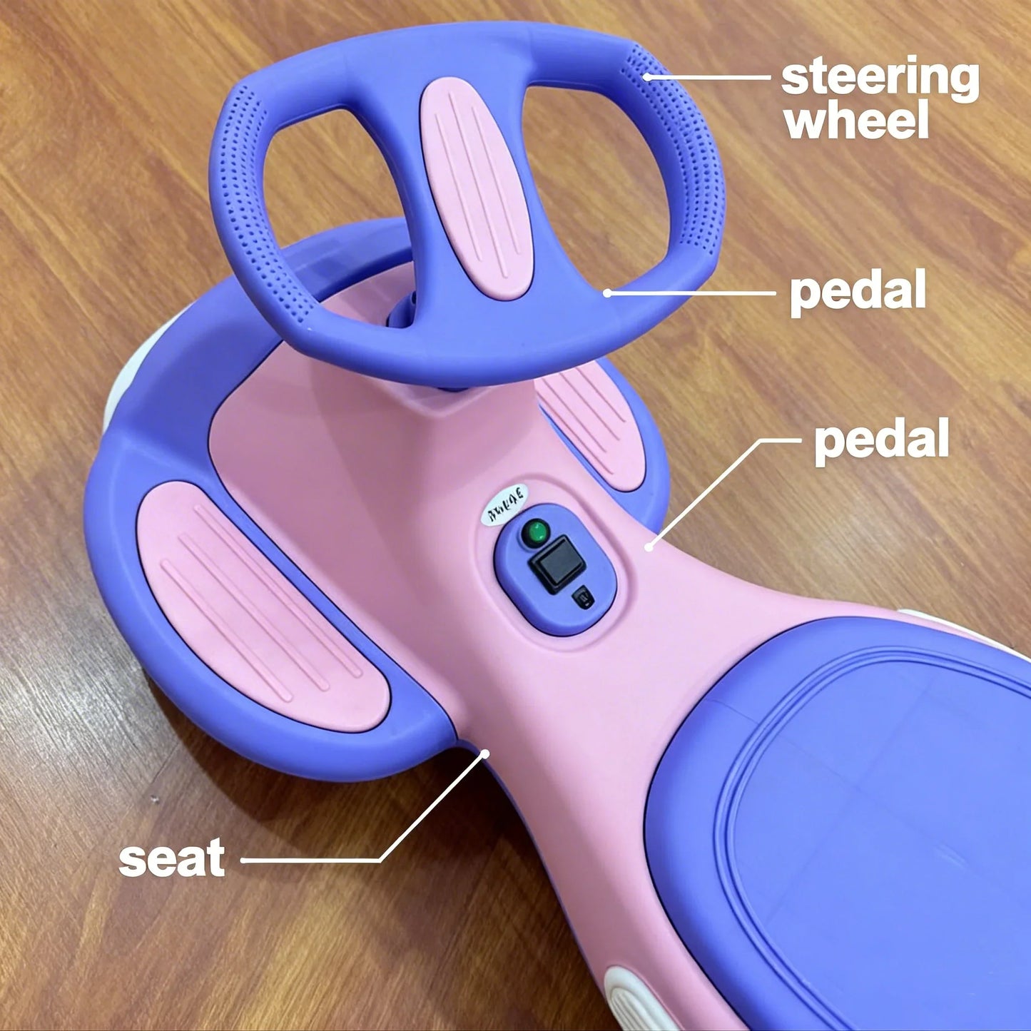 2-In-1  Ride on Wiggle Car, Pedal-Powered Swing Toy with 2 Speeds, Anti-Tipping  Capacity Ideal Present for Birthdays