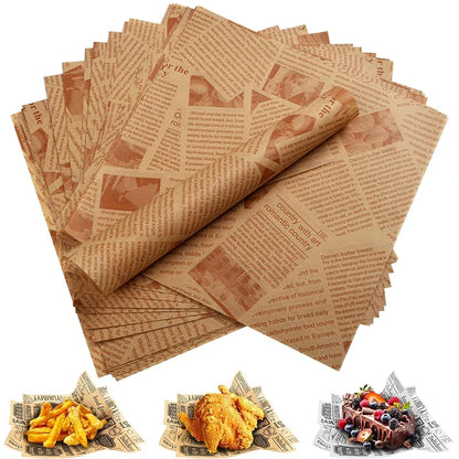 50 Pcs Parchment Paper Sheets Sandwich Wrap Wax Paper Deli Wax Paper Sheets Grease Resistant Tray Basket Liners Newsprint Paper