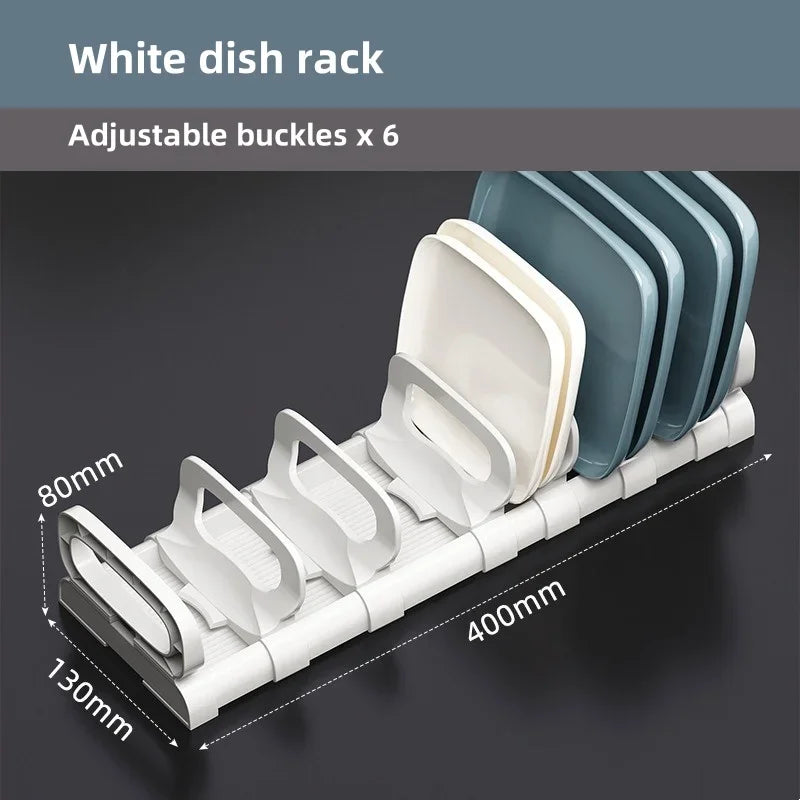 Kitchen Bowls Dish Storage Rack Adjustable Buckle Cabinet Drawer Storage Holder Dish Drain Rack Kitchen Drainage Storage Tools