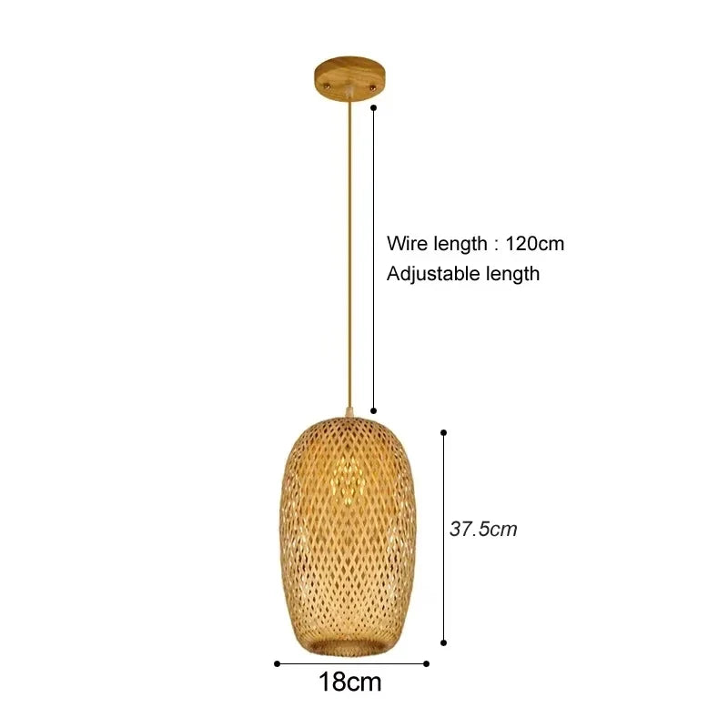 Rattan Chandelier Lampshade Natural Weaved Wicker Pendant Light for Home Restaurant Decor Rattan Hand-Woven Bamboo Lampshade