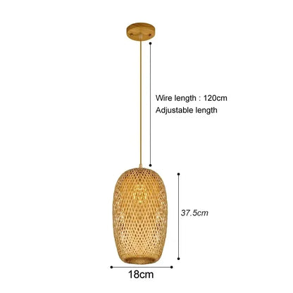Rattan Chandelier Lampshade Natural Weaved Wicker Pendant Light for Home Restaurant Decor Rattan Hand-Woven Bamboo Lampshade