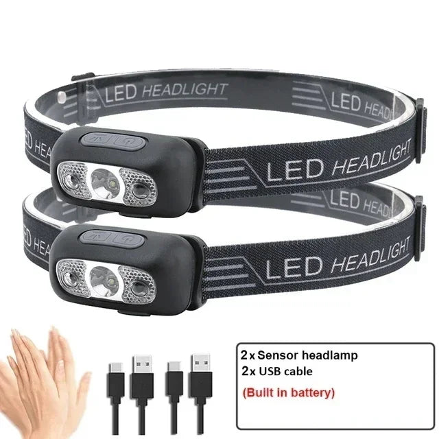 500 Lumen USB Rechargeable Headlamp Motion Sensor Bright LED Running Fishing Flash Head lamp Headlight Infrared Sensor Light