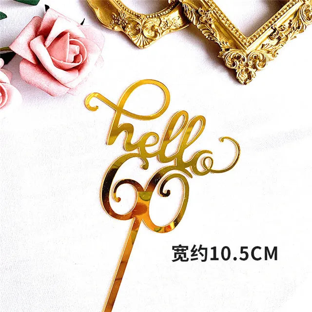 New 0-9 Number Happy Birthday Cake Topper Golden Acrylic Wedding Cake Topper Adorn For Kids Birthday Party Holiday Cake Supplies