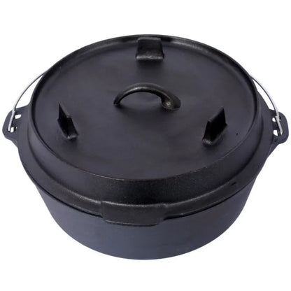 Outdoor Camping Deep Pot for Cooking BBQ Baking Stainless Steel Black Durable Heavy-Duty with Lid Heat-Resistant and Easy to Cl