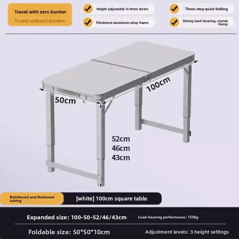 Portable Folding Picnic Table Adjustable Height Lightweight Compact Aluminum Easy Carry Camping Beach Tailgate Backyard Tables
