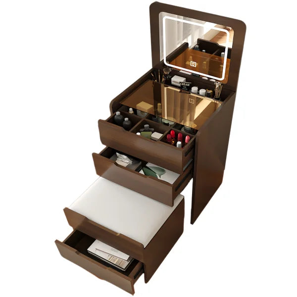 (60cm) 3 in 1 Vanity Desk with Plip Top Mirror, Small Make Up Vanity Set with Visible Glass Desktop
