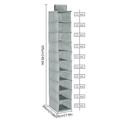 Hanging Shoe Organizer Non-woven Shoe Storage Shelf 10-Layer Foldable Hanging Shoe Rack Space Saving for Home Bedroom Closet