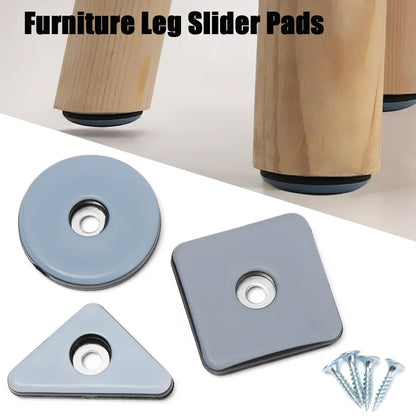 4/8pcs Furniture Leg Slider Pads Easy Move Heavy Furniture Table Bases Protector Legs Anti-abrasion Floor Mat with Screws