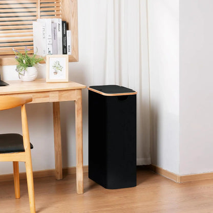 Slim Laundry Basket with Lid, Narrow Hamper for Tight Spaces, 19.8 Gallon Black