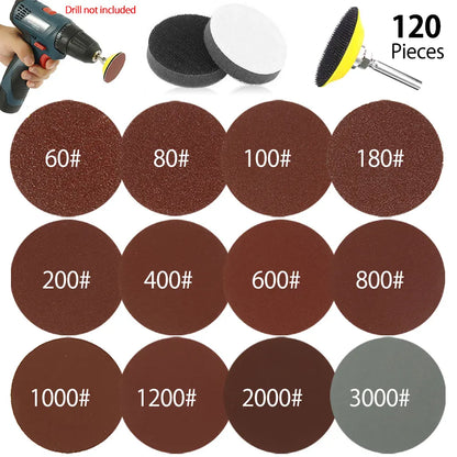 2 Inch Sanding Disc 80-3000 Grit Alumina Sanding Pad Drill Grinder Rotary Tools Accessories Quick Change Sanding Sheet for Metal