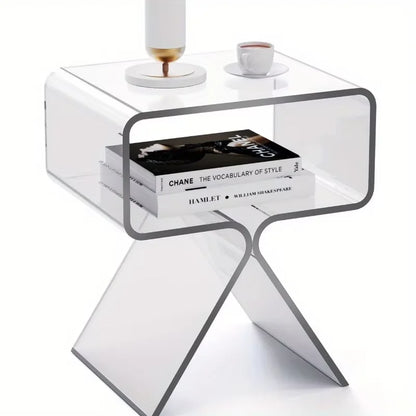 Modern Transparent Acrylic Bedside Table - Creative Side Table, Small Narrow End Table