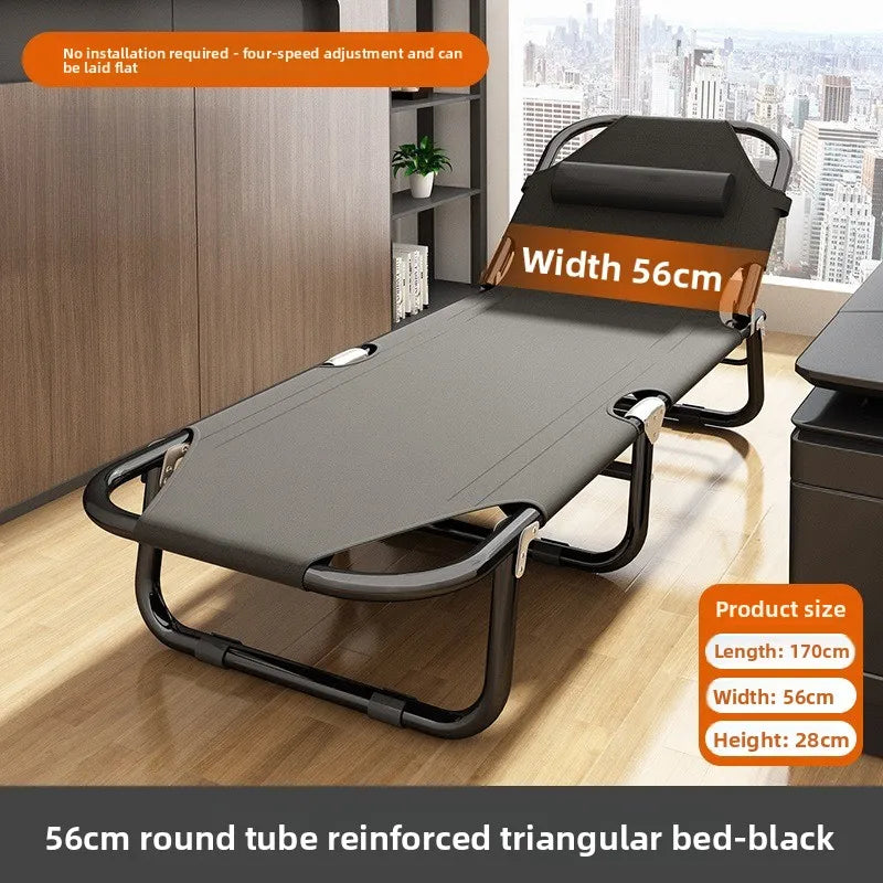Folding bed office single metal household siesta folding recliner multi-functional camp bed adult siesta artifact
