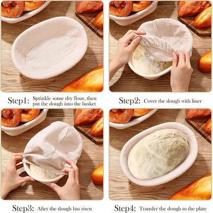 Banneton Bread Proofing Basket Round Oval Sourdough Baskets Bread Baking Dough Rising Ratten Bowls with Liners For Bakery YY087