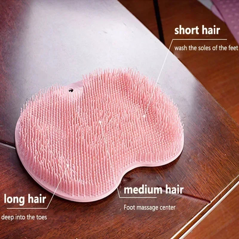 Silicone Rub Back Brush Bathroom Non-slip Wash Foot Pad Massage Shower Mat with Sucker Bath Massage Foot Exfoliating Brush Pad