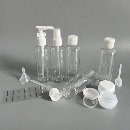 11PCS Travel Refillable Bottle Set Container Portable Cosmetic Lotion Toner Spray Shampoo Cream Tourism Supplies Set