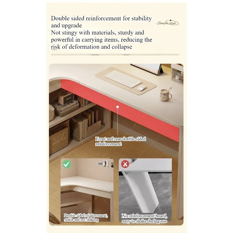 Computer desk Desktop Home bedroom Bookshelf Integrated student learning to write Corner Multifunctional office desk