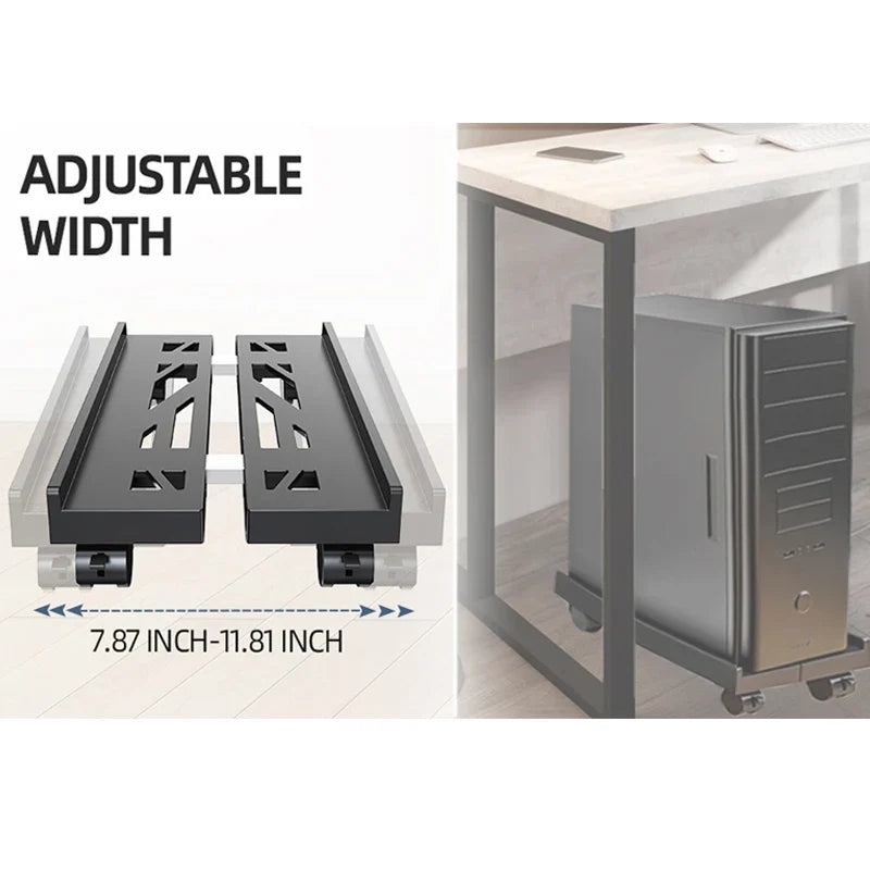 Adjustable Mobile CPU Stand Ventilated Computer Tower Stand PC Tower Stand Fits Most PC Under Desk CPU Holder PC Floor Cart