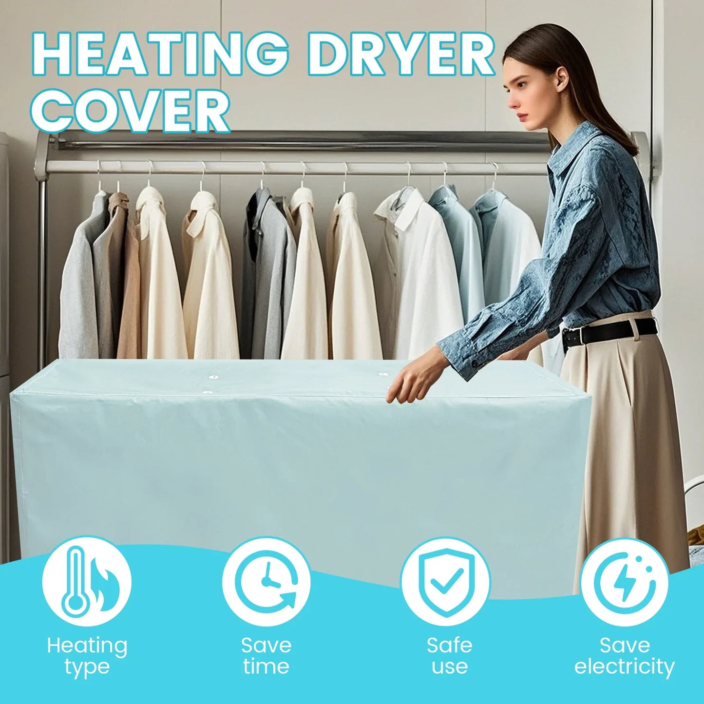 Heated Clothes Airer Drying Cover Polyester Drying Rack Dustproof Cover Foldable Clothes Rack Protective Cover Home Accessories