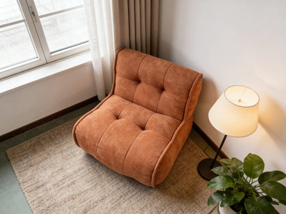 Shredded Sponge Filled Lazy Sofa - Plush Upholstered Floor Chair with Tufted Backrest for Living Room Bedroom