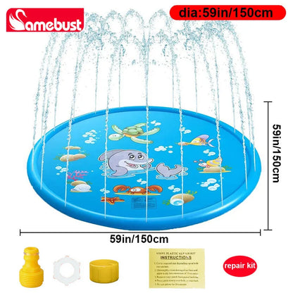Camebust inflatable pvc water sprash mat outdoor water play sprinkler toy 59'