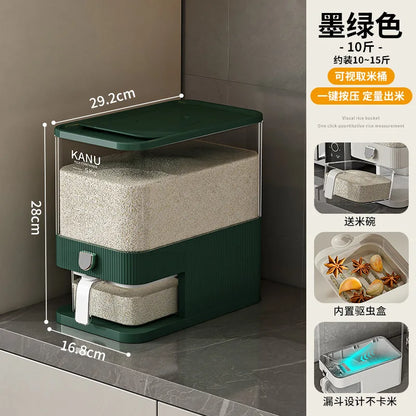 High-end pressing rice bucket, insect-proof and moisture-proof sealing, household food-grade rice box, flour storage container