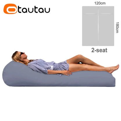 OTAUTAU 2-seat Outdoor Bean Bag Pouf Cover No Filler Waterproof Beach Garden Camp Chaise Lounge Sofa Bed Swimming Pool Puff Sac