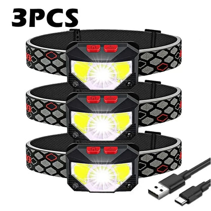 Headlamp Flashlight, 1200 Lumen Ultra-Light Bright LED Rechargeable Headlight with White Red Light,2Pack Waterproof Motion
