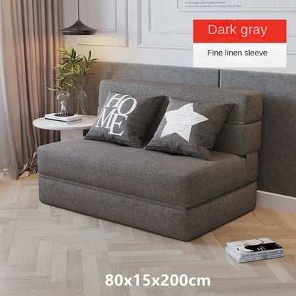 Folding sofa bed dual-purpose small apartment living room bedroom tatami rental house lazy sofa accompanying bed anti-fall pad