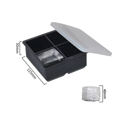 Large Ice Cube Tray Silicone Ice Cubes Mold Easy Release Whiskey Ice Tray With Lid Stackable Square Ice Mold For Cocktails Juice