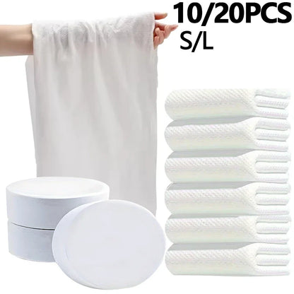 10/20PCS Disposable Compressed Towel Travel Outdoor Hotel Portable Compressed Towel Shower Water Absorption