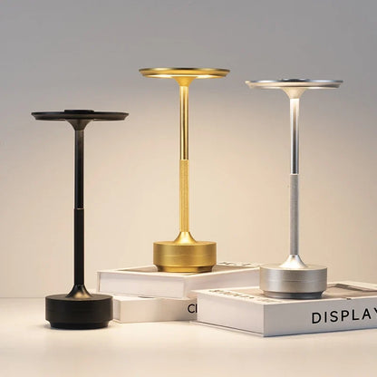 Rechargeable Alloy Table Lamp for Bedroom Wireless Touch Lamp Camping Candle Creative Desk Lamp USB-C Charging 2400mAh