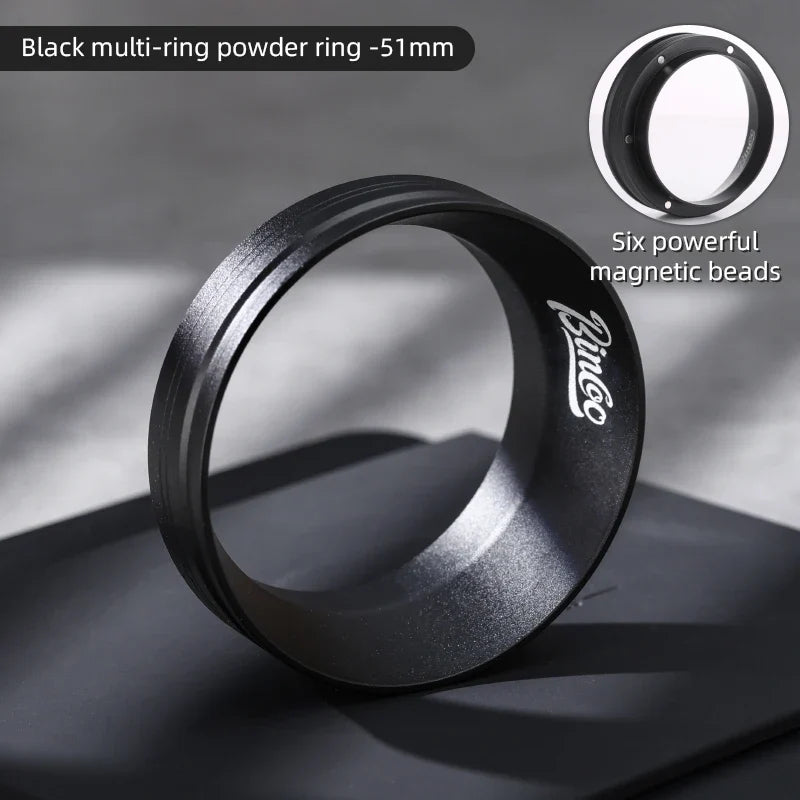 BINCOO 51mm 58mm Portafilter Dosing Ring, Magnetic Anti-Static Design for Strong Hold and Zero Coffee Spill During Prep