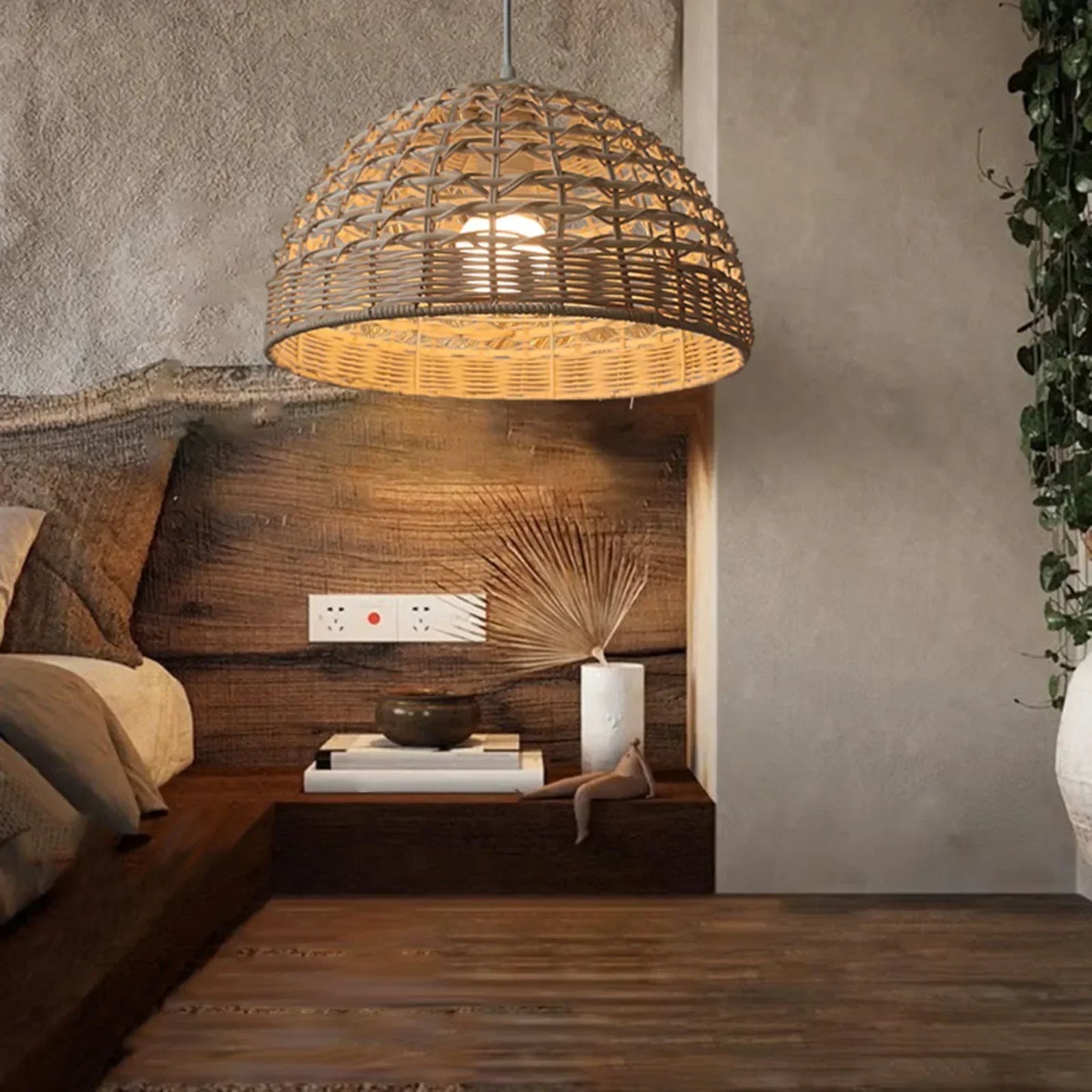 Rattan Chandelier Lampshade Natural Weaved Wicker Pendant Light for Home Restaurant Decor Rattan Hand-Woven Bamboo Lampshade