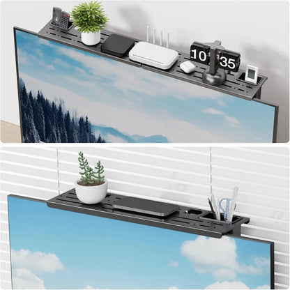 Foldable Computer Monitor Rack TV Set-Top Box Holder Shelf Monitor Screen Bracket Router Remote Stand Storage TV Top Rack Shelf