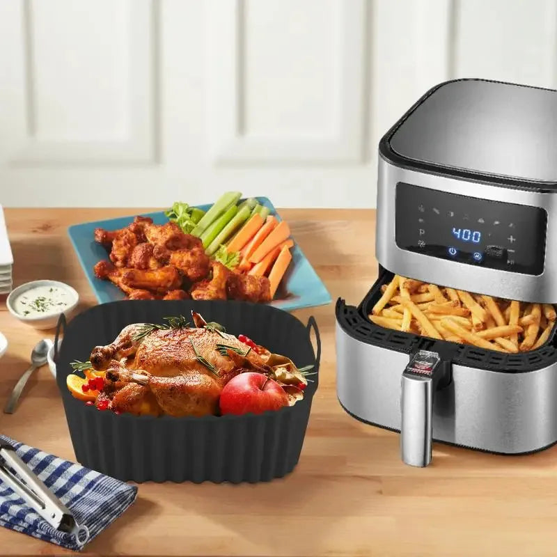 Silicone Air Fryer Liners Pot Square Airfryer Basket Plate Cooking Gadgets Reusable Non-stick Pizza Pan Oven Kitchen Accessories