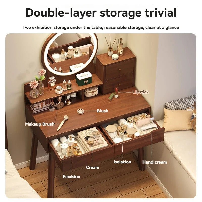 New Chinese style light luxury dressing table, bedroom dressing table, simple small-sized makeup storage desk, integrated dressi