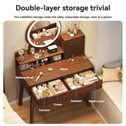 New Chinese style light luxury dressing table, bedroom dressing table, simple small-sized makeup storage desk, integrated dressi