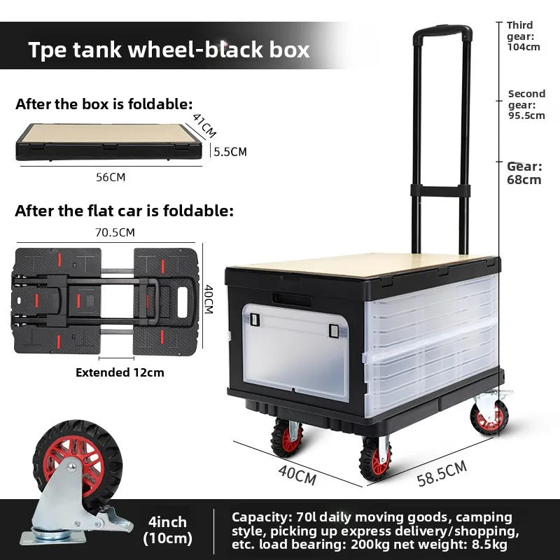Baoyu, outdoor camper, family truck shopping cart with brake wheel folding trolley trailer