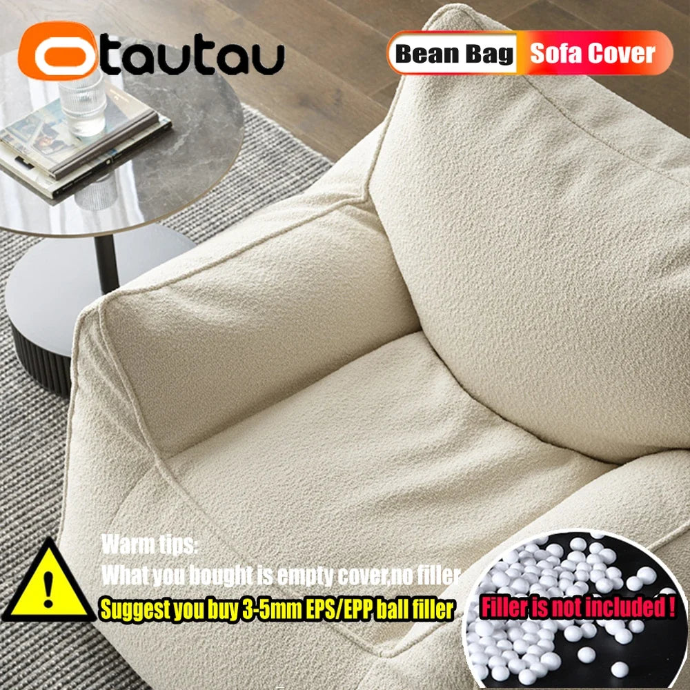OTAUTAU Bean Bag Sofa Pouf Cover Without Filler Outdoor Waterproof Puff Ottoman Salon Armchair Camping Garden Beach Couch SF114