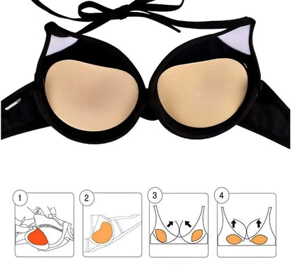 Bikini swimsuit chest pad insert, transparent, invisible, thick, cute silicone chest pad, waterproof, sweat proof