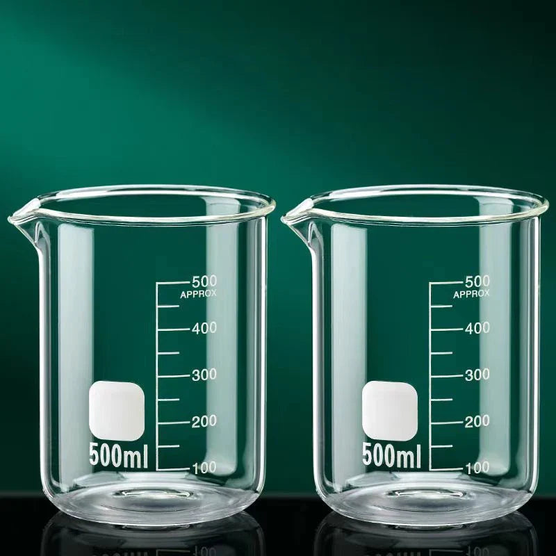 JUSTINLAU 50/100/150/250/500/1000ML High Borosilicate Glass Measuring Cup with Scale Laboratory Beaker Kitchen Baking Glass Cups