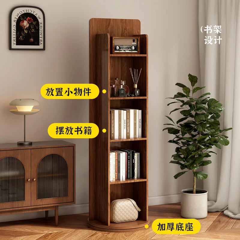 Rotating dressing mirror full body floor mirror home magazine bookshelf rotating storage rack vertical fitting mirror