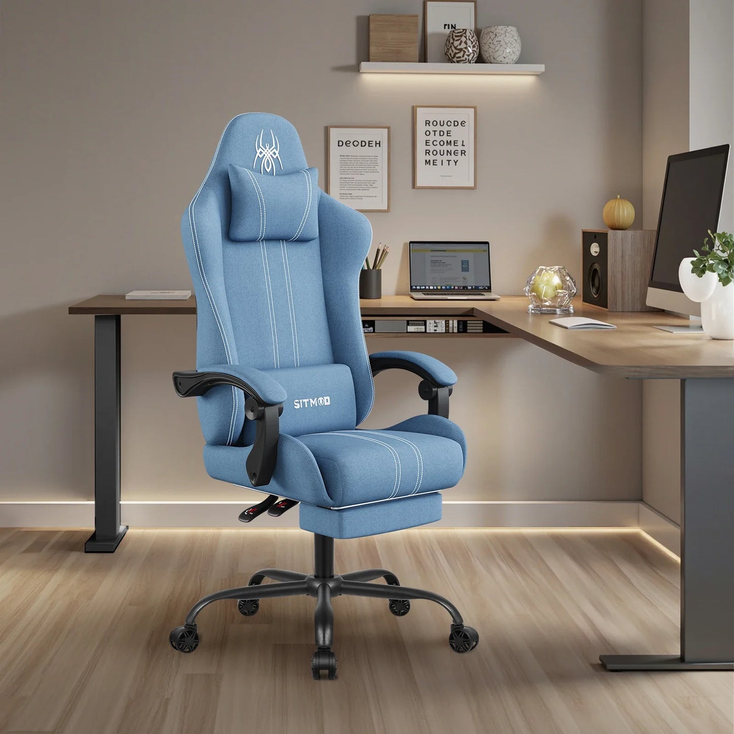 Computer Chairs Office Chairs Big And Tall Desk Chair With Footrest Back Support Ith Upholstered Swivel 300lbs High Capaci
