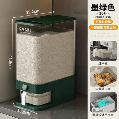 High-end pressing rice bucket, insect-proof and moisture-proof sealing, household food-grade rice box, flour storage container