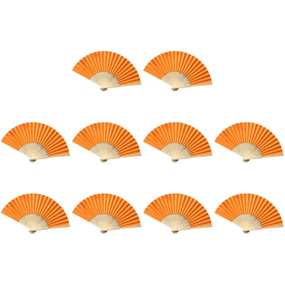 Hand Fan Bamboo Paper Fan Pocket Folding Fan Solid Color Guest Fans DIY Guest Gift for Wedding Birthday Summer Party