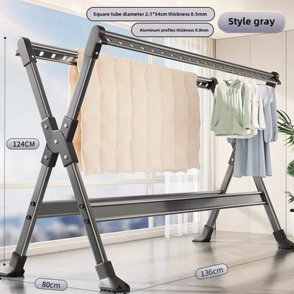 Floor-to-ceiling drying rack Aluminum alloy outdoor foldable free installation drying rack Children's clothing drying rack