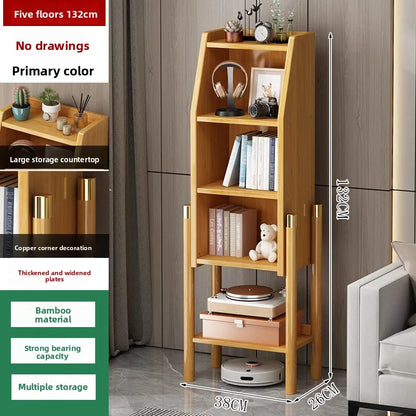 Bookshelf Shelf Floor-to-ceiling bookcase Simple living room wall locker Corner cabinet TV side cabinet Display cabinet Bamboo