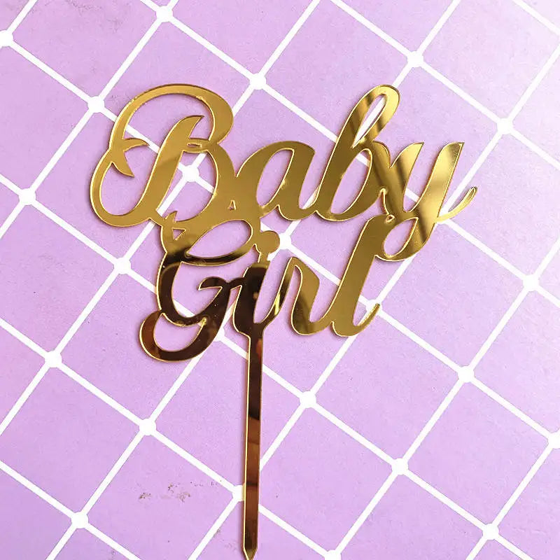 New Acrylic Kids Happy Birthday Cake Toppers Gold Boy or Girl Birthday Party Cake Topper for Baby Shower Gift Dessert Decoration