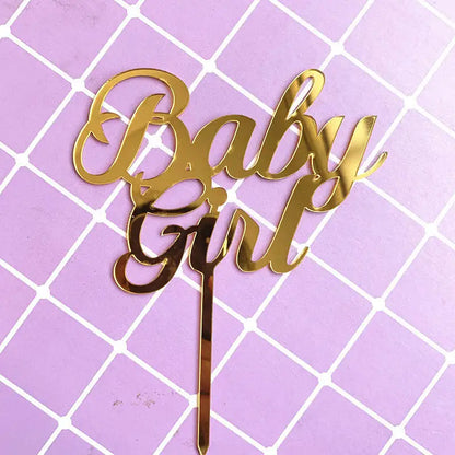 New Acrylic Kids Happy Birthday Cake Toppers Gold Boy or Girl Birthday Party Cake Topper for Baby Shower Gift Dessert Decoration