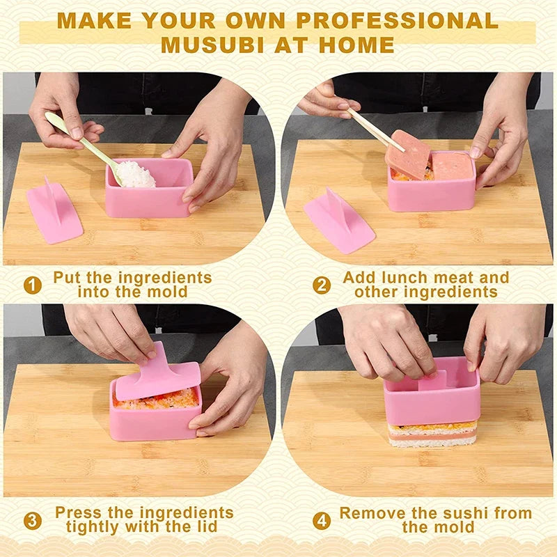 3 Pack Onigiri Sushi Maker Mold Kit Classic Triangle Rice Ball Mold Maker Sushi Mold Musubi Press Mold For Kid Lunch Bento YY180